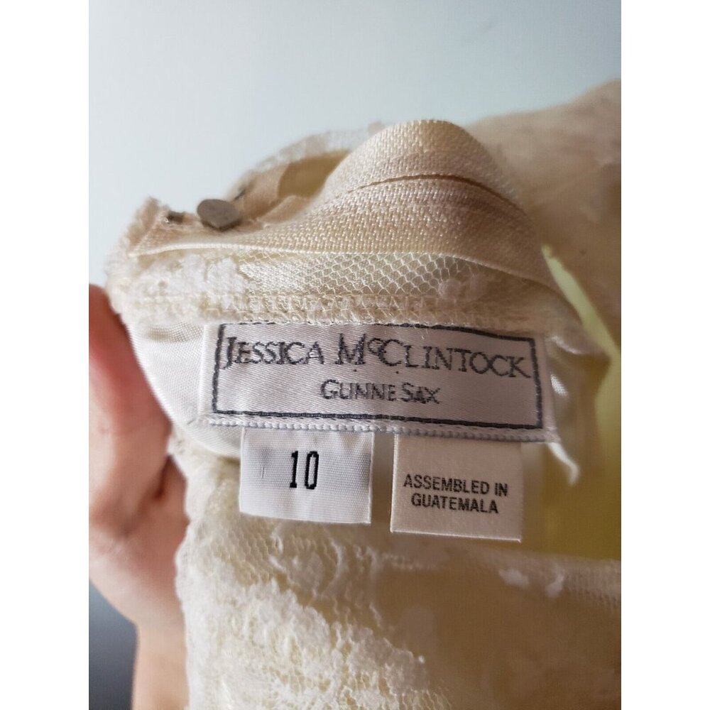 Vtg Jessica McClintock Gunne Sax Girls 10 Prairie Dress Cottagecore White Lace - Picture 5 of 5